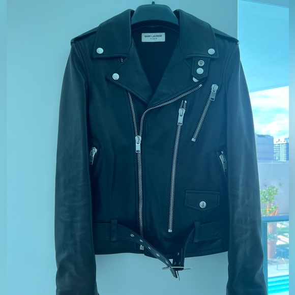 YSL black leather biker jacket - Picture 2 of 8